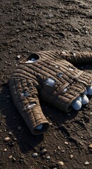 Fototapeta premium Tattered Medieval Padded Armor Garment Lying on Ground