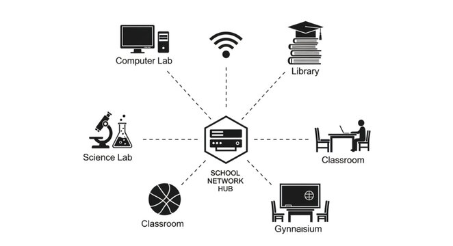 Digital Education Hub Connecting Various School Facilities.