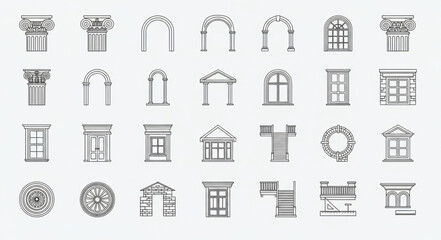 Collection of Architectural Elements and Building Facades. © Amit