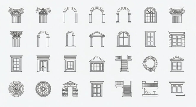 Collection of Architectural Elements and Building Facades.