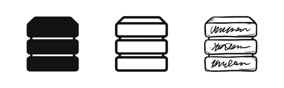 Database and Server Icon Set in Three Styles for Data Storage and Computing