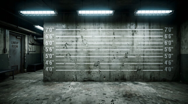 height measurement chart in dimly lit industrial basement with growth tracking concept