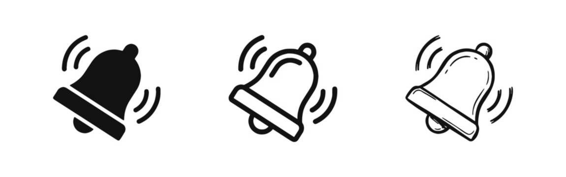 Notification Bell Icon Set for Alerts and Reminders Vector