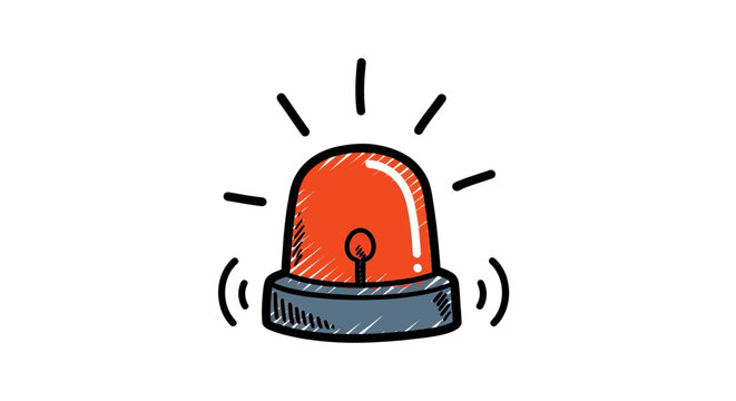 Emergency siren light, warning beacon icon, red alert signal, vector illustration