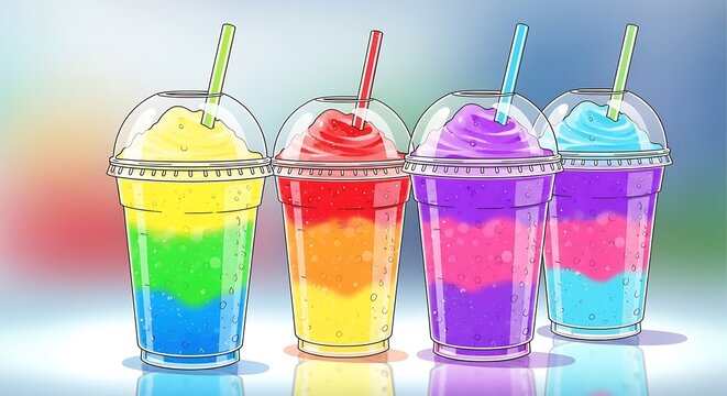 Rainbow Frozen Drinks.