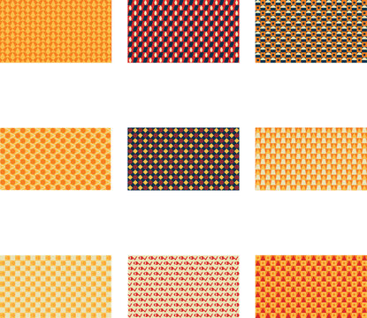 Abstract Geometric Pattern Patchwork and Pixel Art Illustration