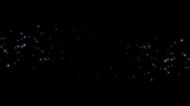 Magic white sparkle stars forming a shimmering glitter path with soft glowing particles and doodle lines, fairy dust motion on transparent alpha channel background, 4K loop