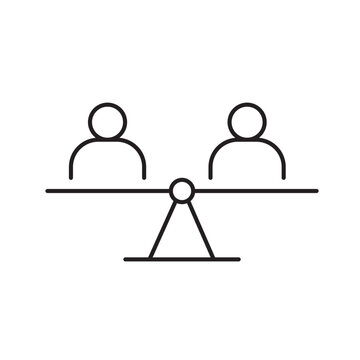 A vector icon representing fairness check in AI decision systems, created in line style with editable stroke