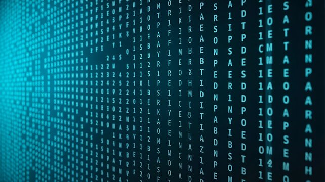 Blue digital code background with data streams and futuristic technology concept  