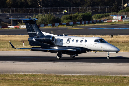 Luqa, Malta - May 4, 2026: Atmospherica Aviation Embraer EMB-505 Phenom 300E (REG: OK-PHN) just landed runway13.