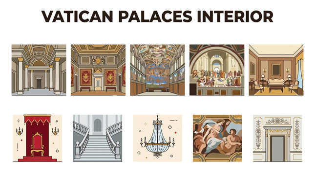 Vatican Palaces Interior: A Collection of Architectural and Artistic Depictions.
