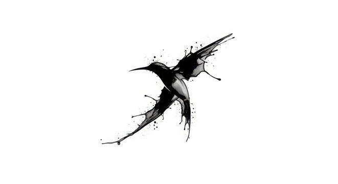 black and white flying bird silhouette against white background minimalist art