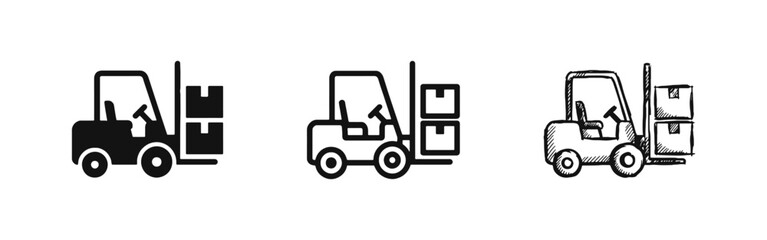Naklejka premium Forklift and Warehouse Logistics Icon Set