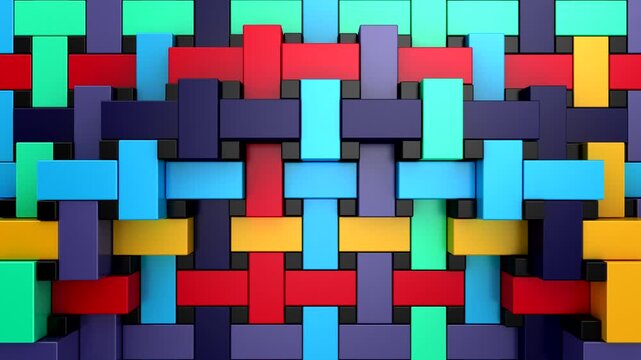 Geometric Shapes Form a Wave. Abstract motion, 3d rendering, 4k resolution
