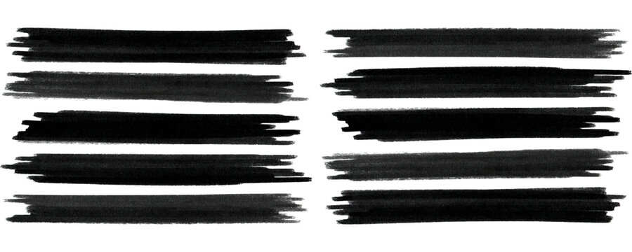 Marker hand-drawn line border set and scribble design elements. VECTOR EPS10.