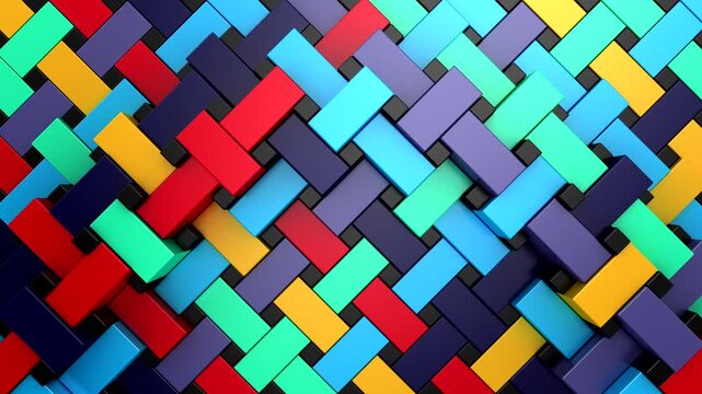 Geometric Shapes Form a Wave. Abstract motion, 3d rendering, 4k resolution
