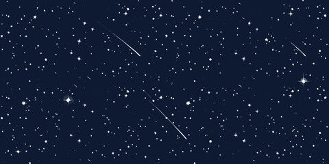 starry night sky with shooting stars dark blue background © Aduri