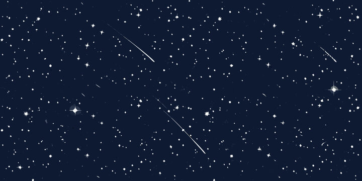 starry night sky with shooting stars dark blue background