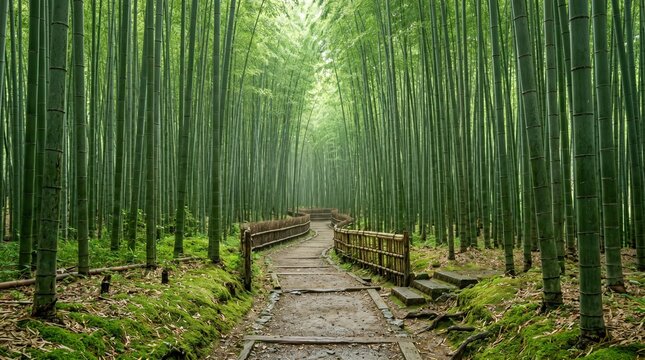 Arashiyama Bamboo Grove Path in Kyoto Japan