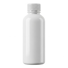 Fototapeta premium A white plastic bottle with a screw cap on a plain white background.