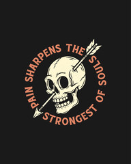 Fototapeta premium Skull pierced by arrow with motivational quote.