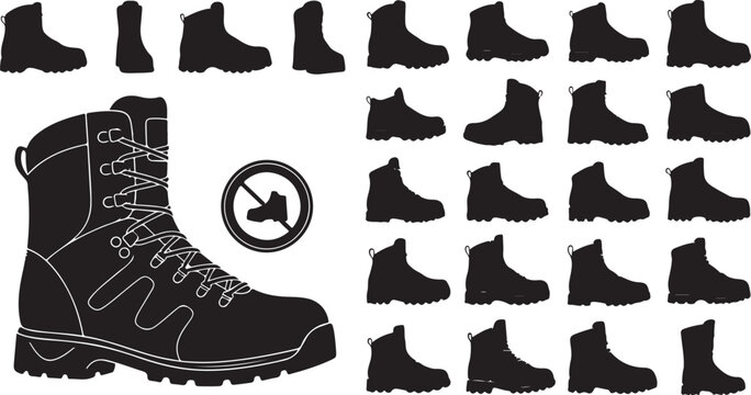 Collection of hiking boots and footwear silhouettes