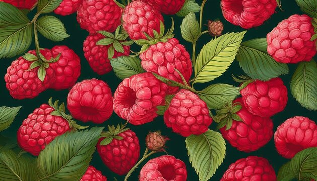 raspberry seamless pattern