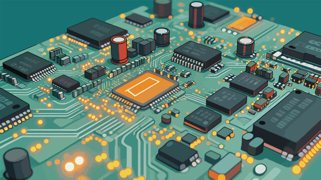 Artistic Illustration of a Modern Circuit Motherboard