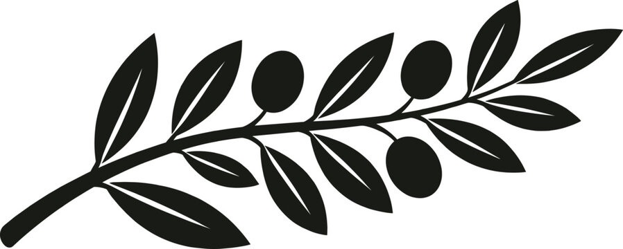 Olive branch icons silhouette vector illustration featuring botanical motifs, decorative foliage designs, abstract peace patterns, and modern nature art