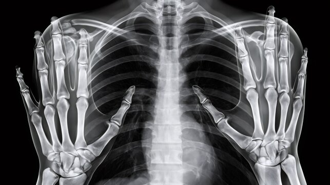 Human chest and hands bones x ray diagnostic imaging