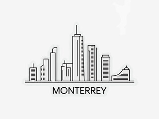 Fototapeta premium Monterrey city skyline with tall buildings and skyscrapers illustration