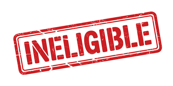 Red stamp with INELIGIBLE text on white background
