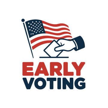 Early voting American flag hand inserting ballot paper  voting concept