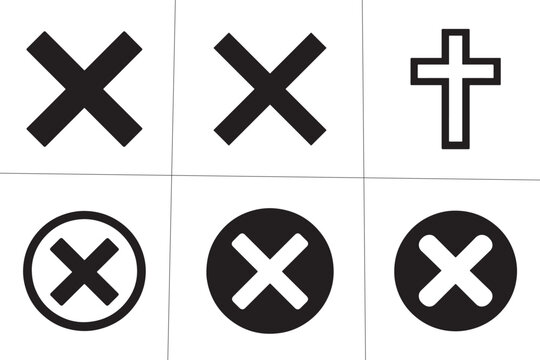 Close and delete icon set, cross sign vector symbols for UI, apps, web design and interfaces.