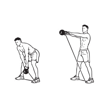 Minimal black and white vector illustration showing two-step resistance band front raise exercise, perfect for gym, fitness, and workout themed designs.