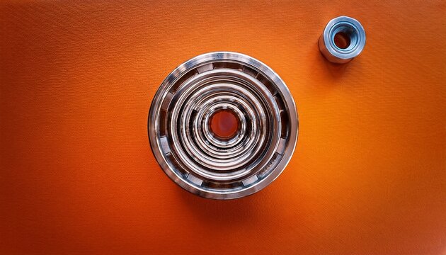 circular hub ports on a solid orange background