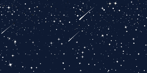 starry night sky with shooting stars dark blue cosmic background © Buddiswar