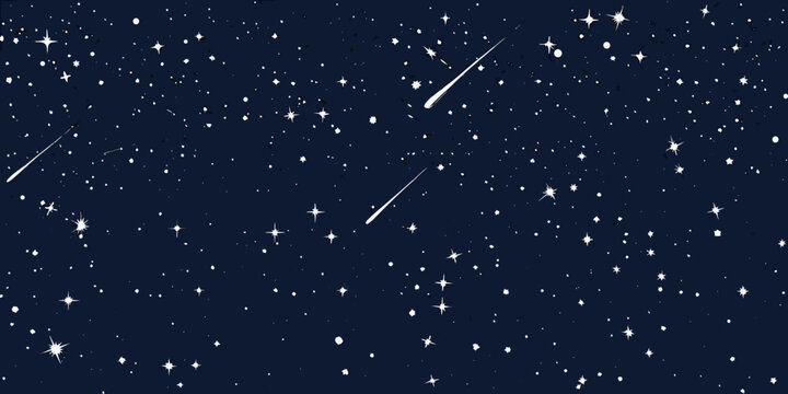 starry night sky with shooting stars dark blue cosmic background