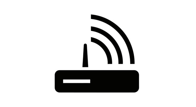 Minimalist wireless router icon representing network connectivity.