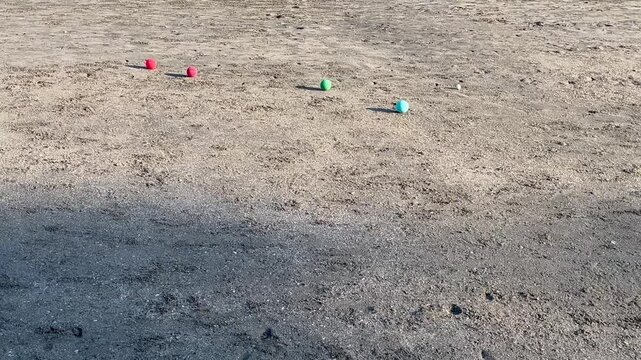 Bocce colorful balls beach for outdoor game on the sand
