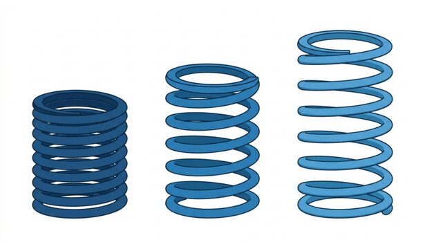 Spring silhouette icon set vector with coil shapes and compression variations