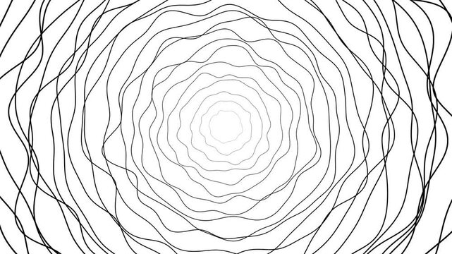 Abstract hypnotic animation of expanding rippling circles in a tunnel