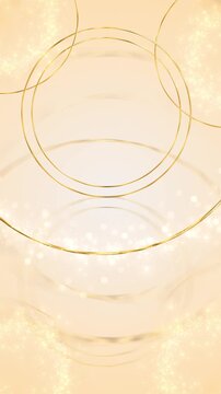Elegant gold circle bokeh backdrop cream tone, sparkling dust, thin metallic rings, soft open ceremony videos, premium titles, holiday cards, wedding edits, beauty slides, and graceful motion loops.