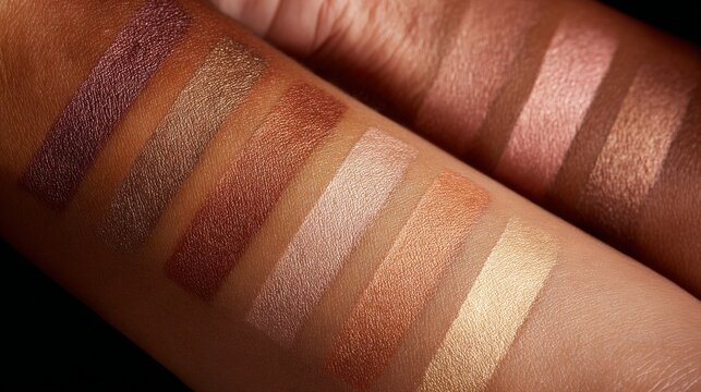 Makeup Swatches on Skin &mdash; Range of Powder Shades from Light to Deep Tones for Beauty and Cosmetics Projects