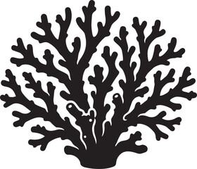 Fototapeta premium Black silhouette of a branching coral reef a simple vector illustration for marine life oceanography or underwater design concepts isolated on white