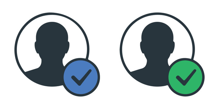 Round user profile icons with checkmark status indicators for verification and membership management tasks.