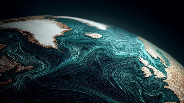 3D Topographic Earth: Detailed Relief Map of Oceans and Continents in Vibrant Hues for Educational or Sci-Fi Use