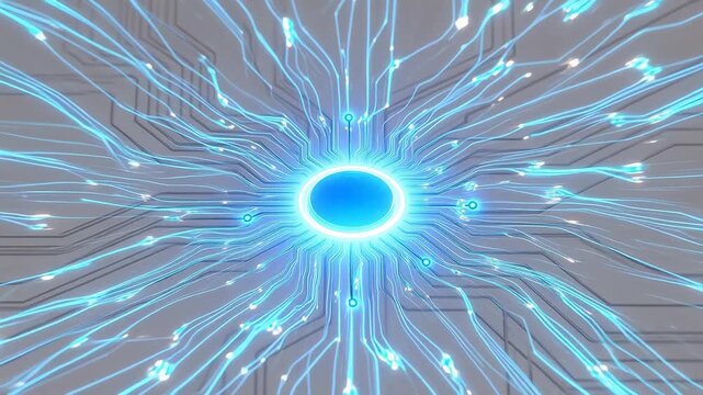 Abstract circuit board with glowing lines