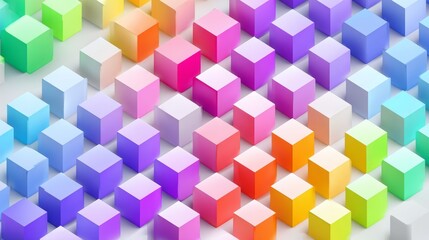 Vibrant 3D Cube Array: Colorful Geometric Blocks in Pastel and Neon Hues — Abstract Background for Creative Projects © MKS