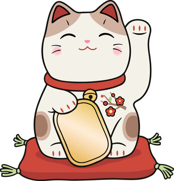 Maneki-neko vector illustration. A common Japanese figurine which is often believed to bring good luck to the owner